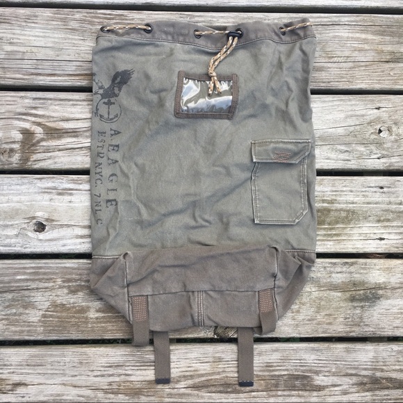 American Eagle Outfitters Handbags - AMERICAN EAGLE MILITARY CANVAS DRAWSTRING BACKPACK